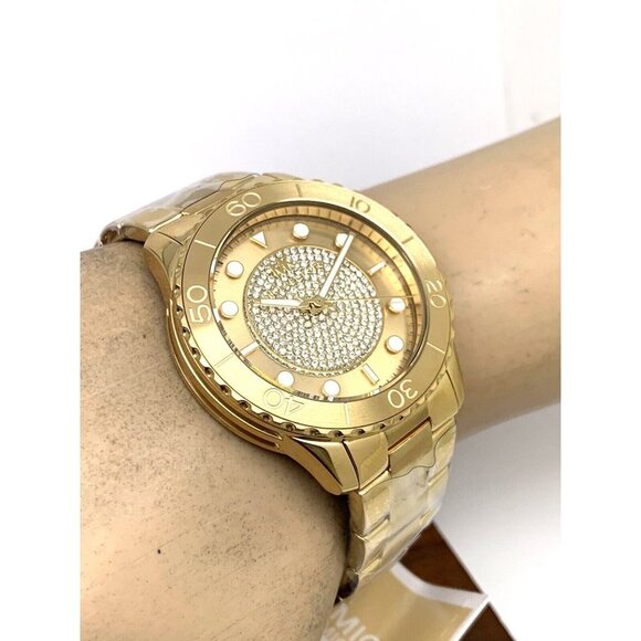 Michael Kors Women's Watch MK6911 Runway Gemmed Quartz 40mm Gold Stainless Steel - Picture 6 of 15